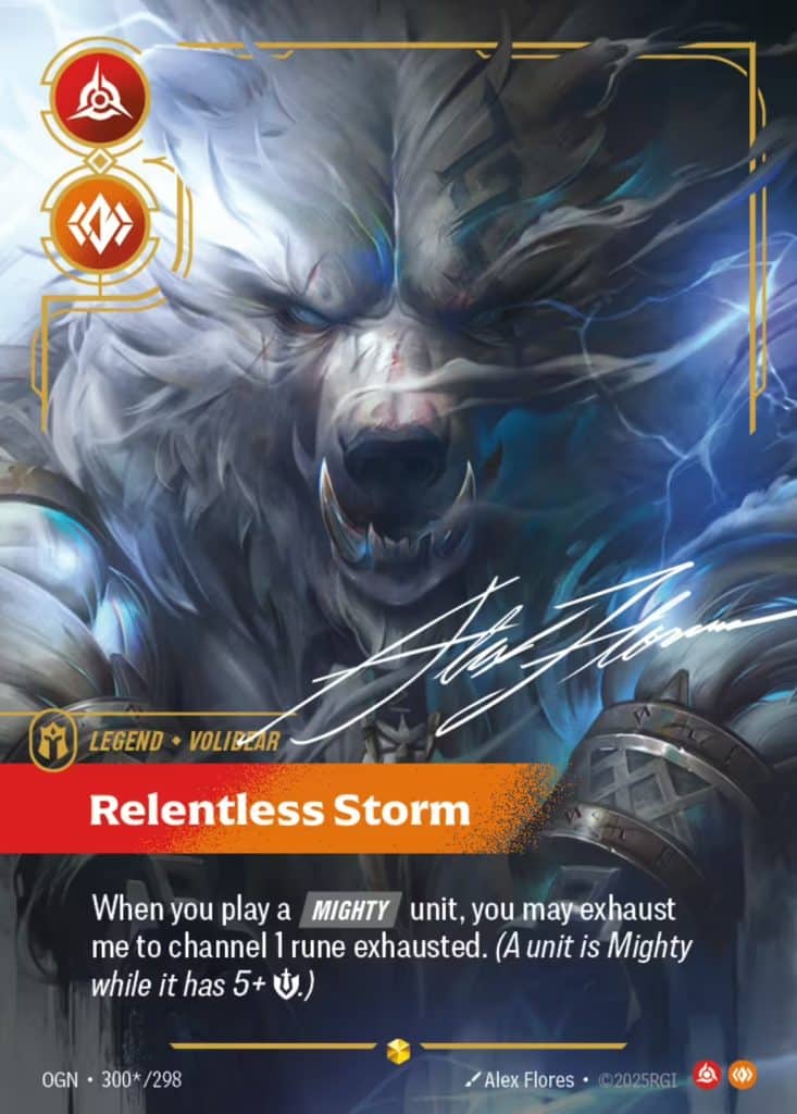 Carte Volibear overnumbered signed jeu de carte riftbound