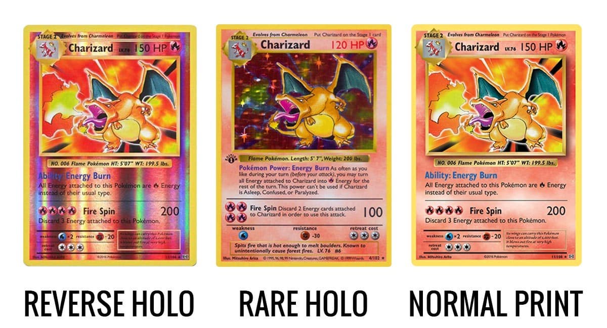 Comparaison Reverse holo vs rare holo